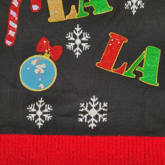 United States Sweaters Sequin Holiday Sweater Dress Size L Black Christmas Tunic - Picture 6 of 10